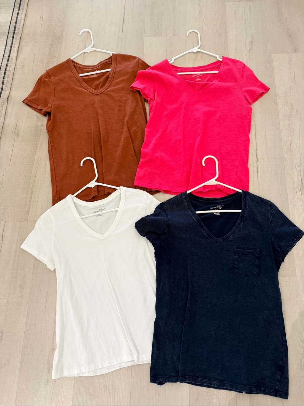 Universal Thread Women's V-Neck Tees in Rust, Hot Pink, White & Navy